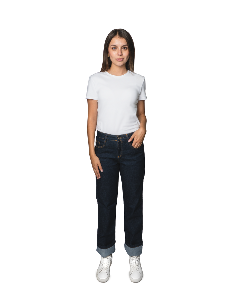 Jeans Mujer Recto Medio Corte Tradicional